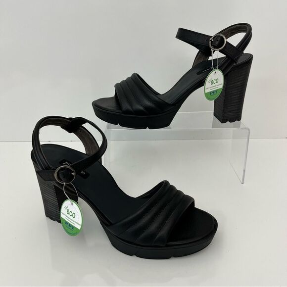 PAUL GREEN Leslie Platform Sandal In Black Leather Size 8.5 NEW - Picture 3 of 14